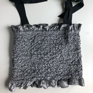 Petersyn Silver Tube top w/ black ribbon straps